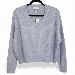 Haute Hippie Style Pale Blue Textured Knit Sweater Oversized XS NWT